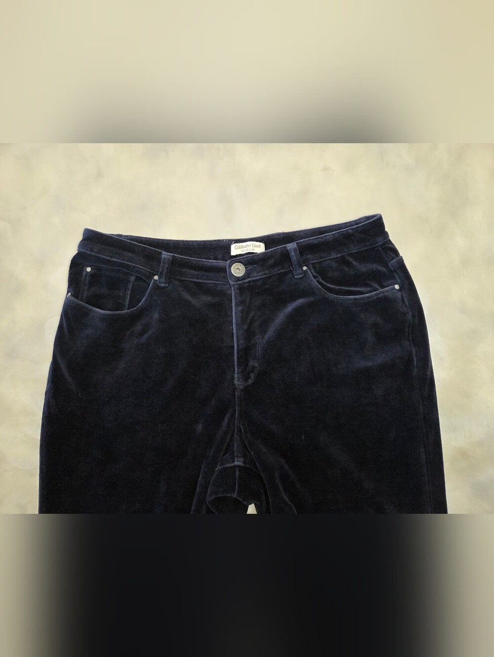 Coldwater Creek Natural Fit Navy Straight-leg Velour Pants Size 16